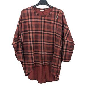 The Lino Lounge Oversized Sweatshirt Women One Size Plaid Houndstooth Academia